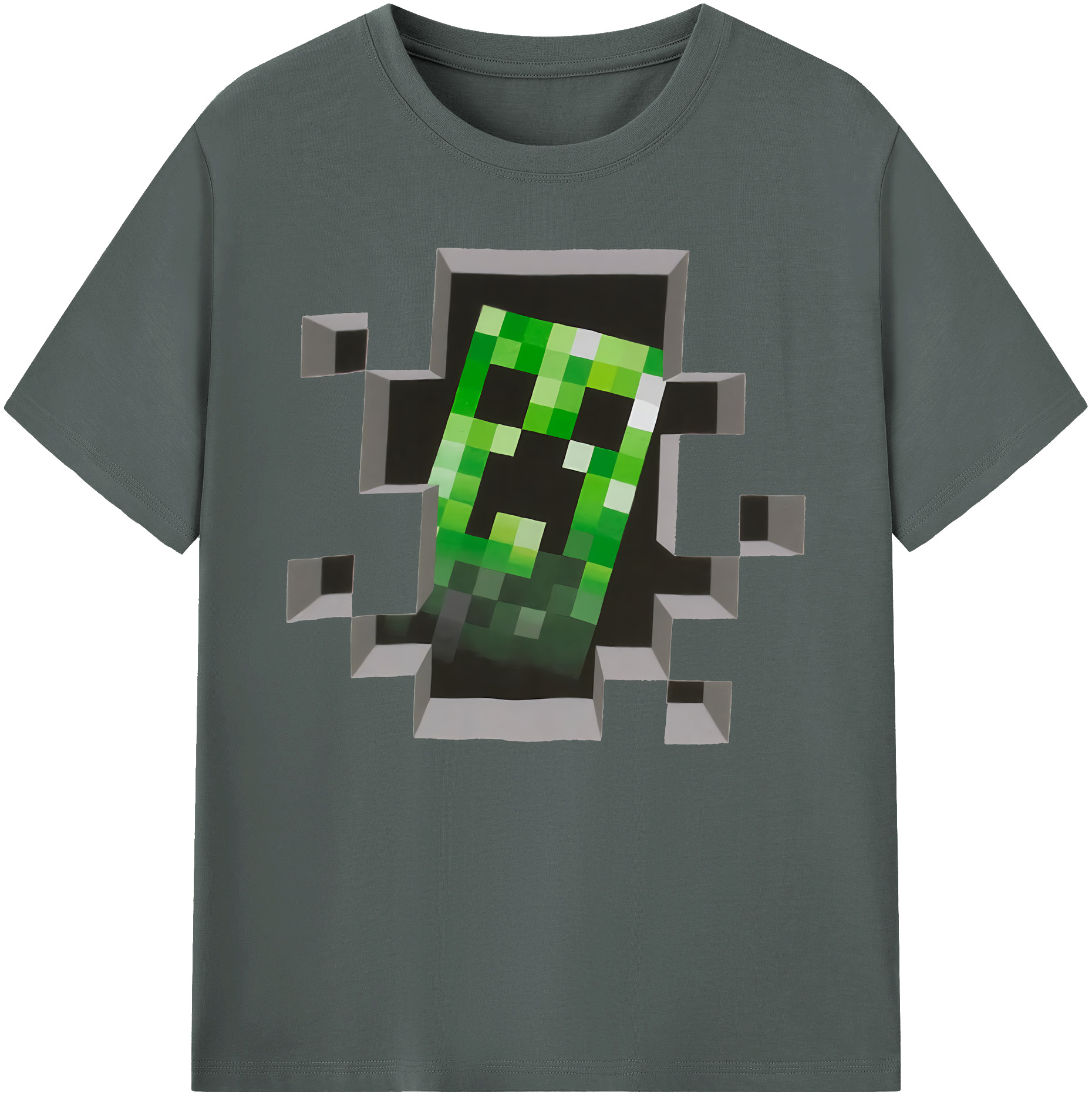 （画像用） マインクラフト ブロックの世界 Minecraft MC Block world 綿100％ メンズ半袖Tシャツ｜肌触りやわらか＆通気性